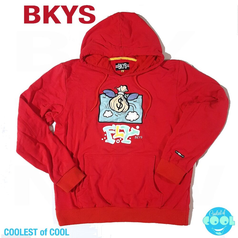 BKYS Hoodie FLY Men's XL Red Pullover extra large fire streetwear flying $ bag
